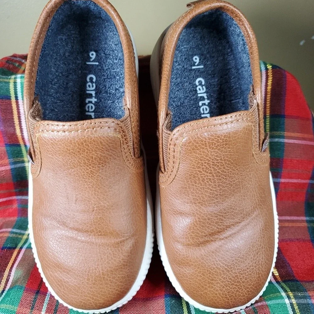 Carters Boys Slip On Shoes Kids Size 9 Ricky Brown Sneaker Free Shipping